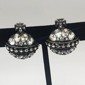 Joan Rivers Silver and Black Crystal Earrings
